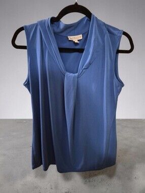 Dana Buchman Sleeveless Blue Tie-Neck Women's Top